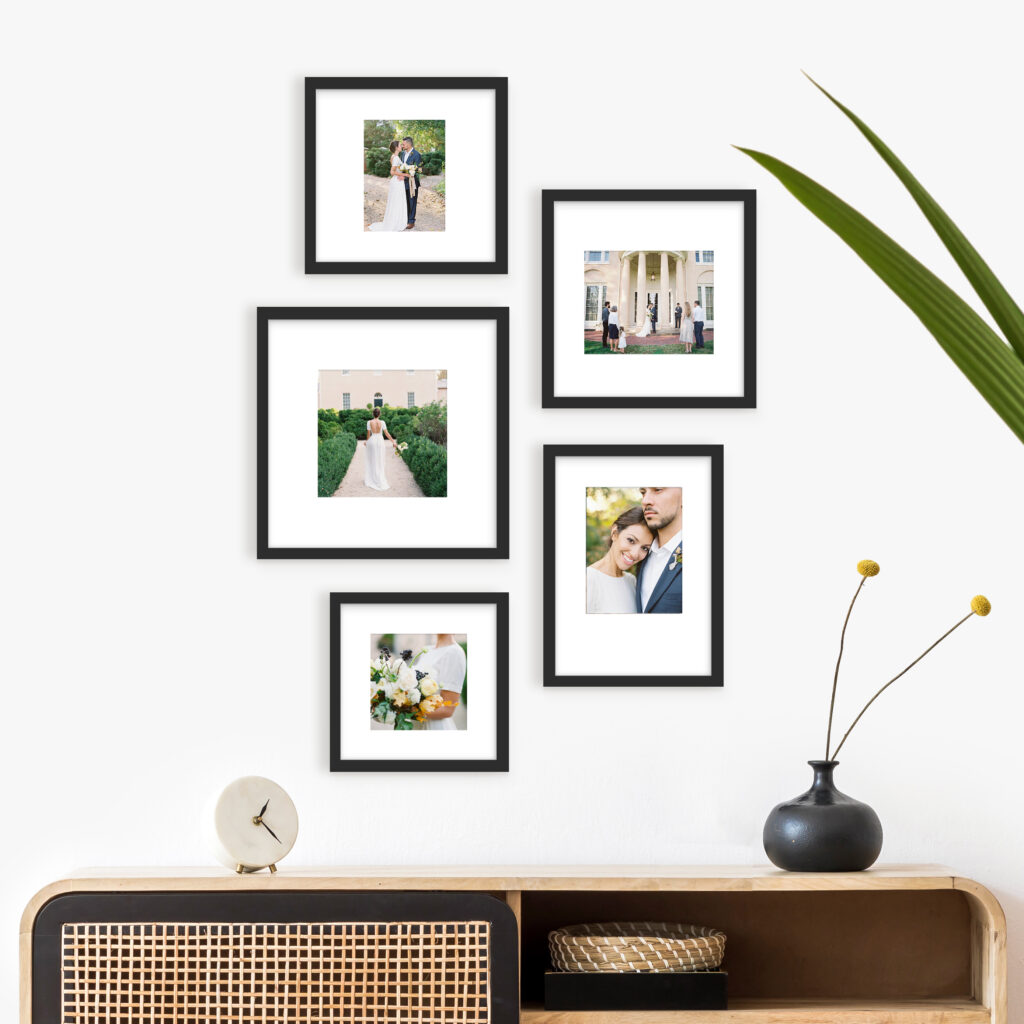 Wedding Gallery Wall mismatch photo frames picture frame